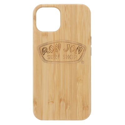 ron jon iphone 13 14 badge wooden case front