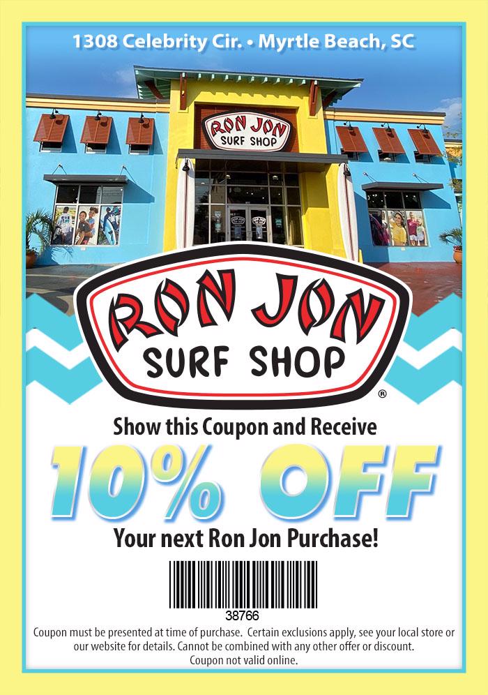 10% discount at the Broadway at the Beach store in Myrtle Beach