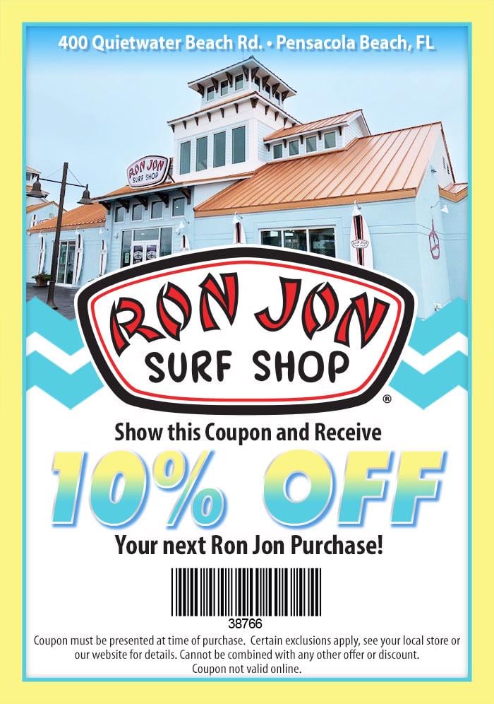 10% discount at the Pensacola Beach store
