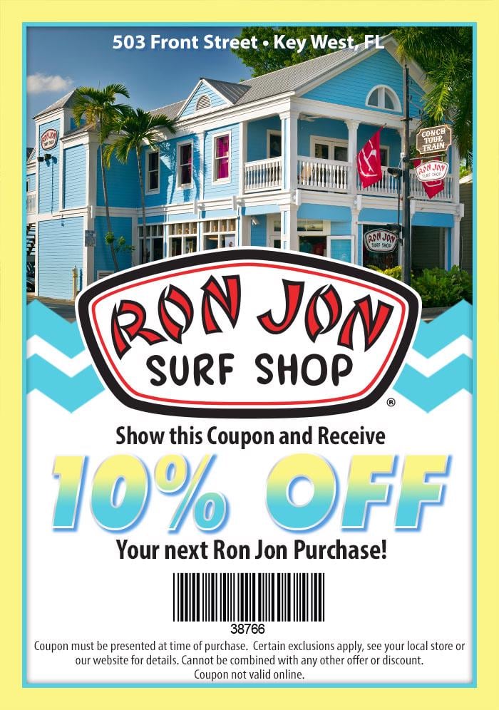 10% discount at the Ron Jon Key West