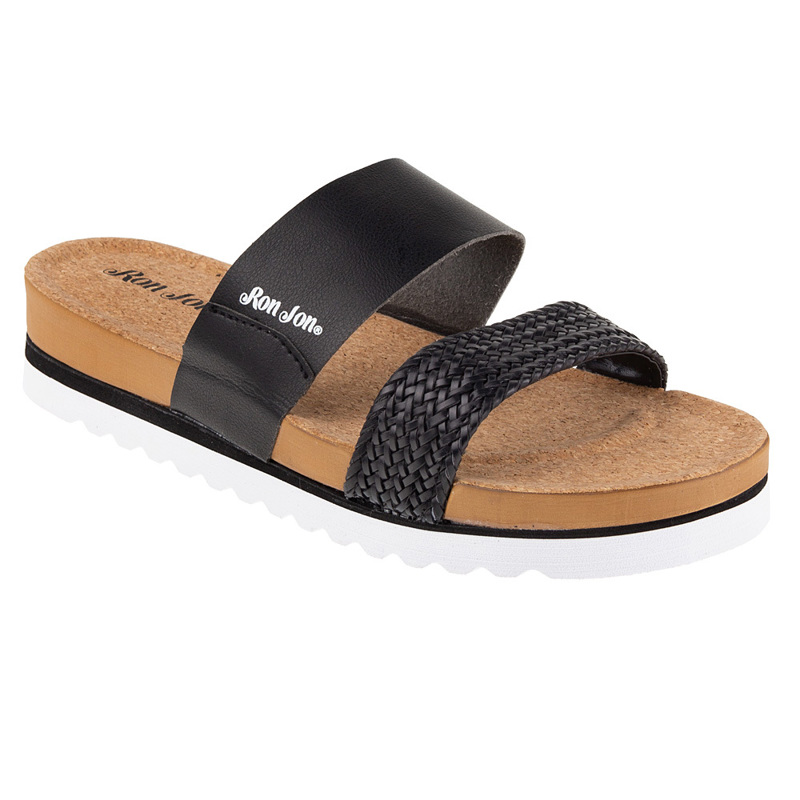 Ron Jon Ladies Black Cork Wedge Sandal | Ron Jon Surf Shop