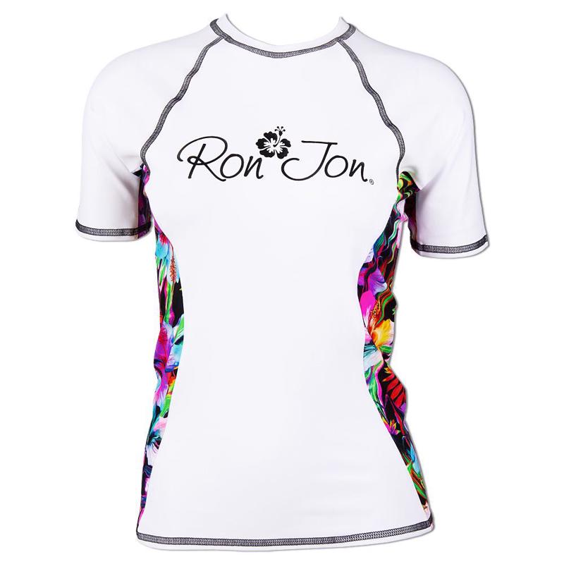 Ron Jon Womens White Hibiscus Rash Guard Womens Rash Guards Ron Jon