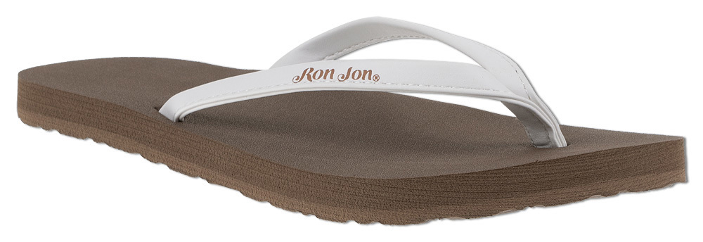 Ron Jon Ladies White and Brown Thin Strap Sandal Ron Jon Surf Shop