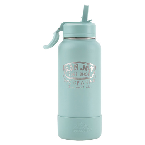 Hydrapeak Stainless Steel Bottle with Straw Lid & Silicone Boot 40oz Pale in Sage