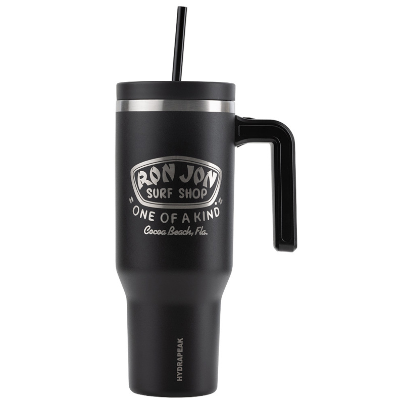 Hydrapeak Voyager 40 oz. Black Stainless Steel Tumbler with Handle and Straw
