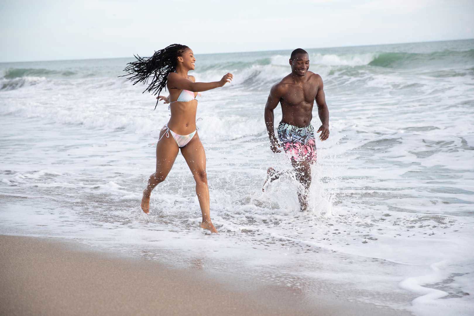 couple walking in water