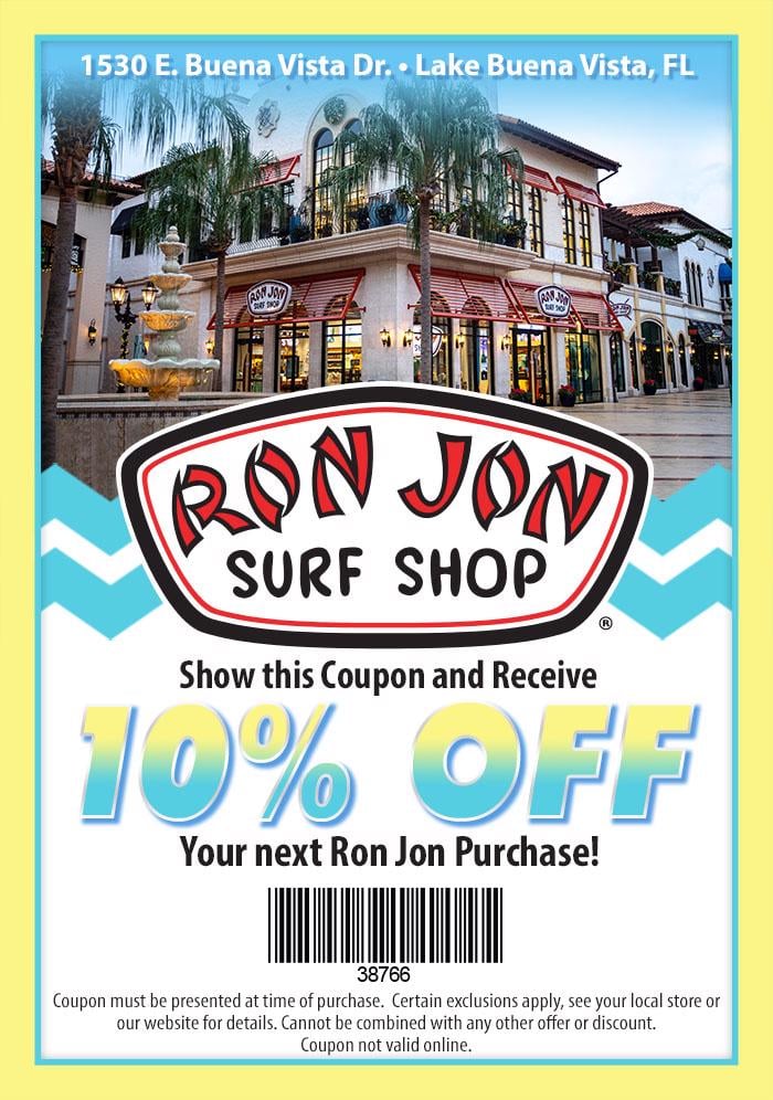 10% discount at the Disney Springs Ron Jon store