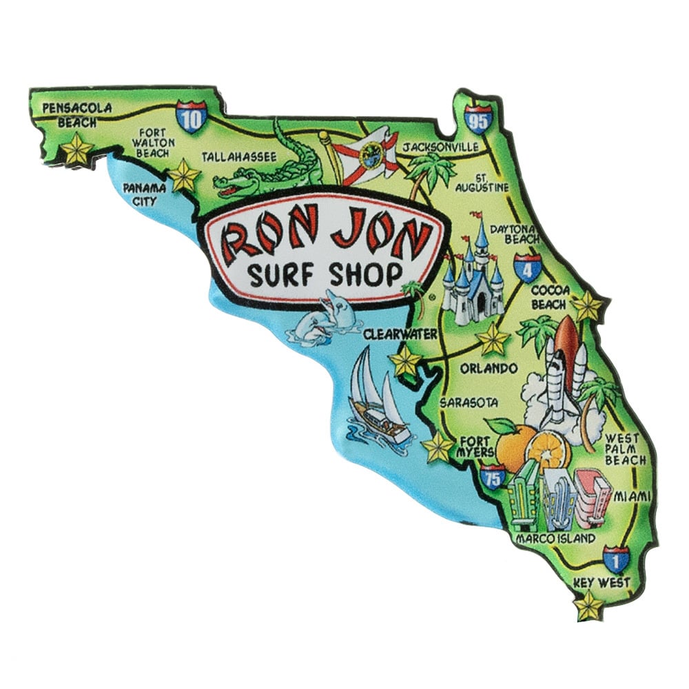 Ron Jon Florida State Map Magnet | Ron Jon Surf Shop, image size:1000x1000
