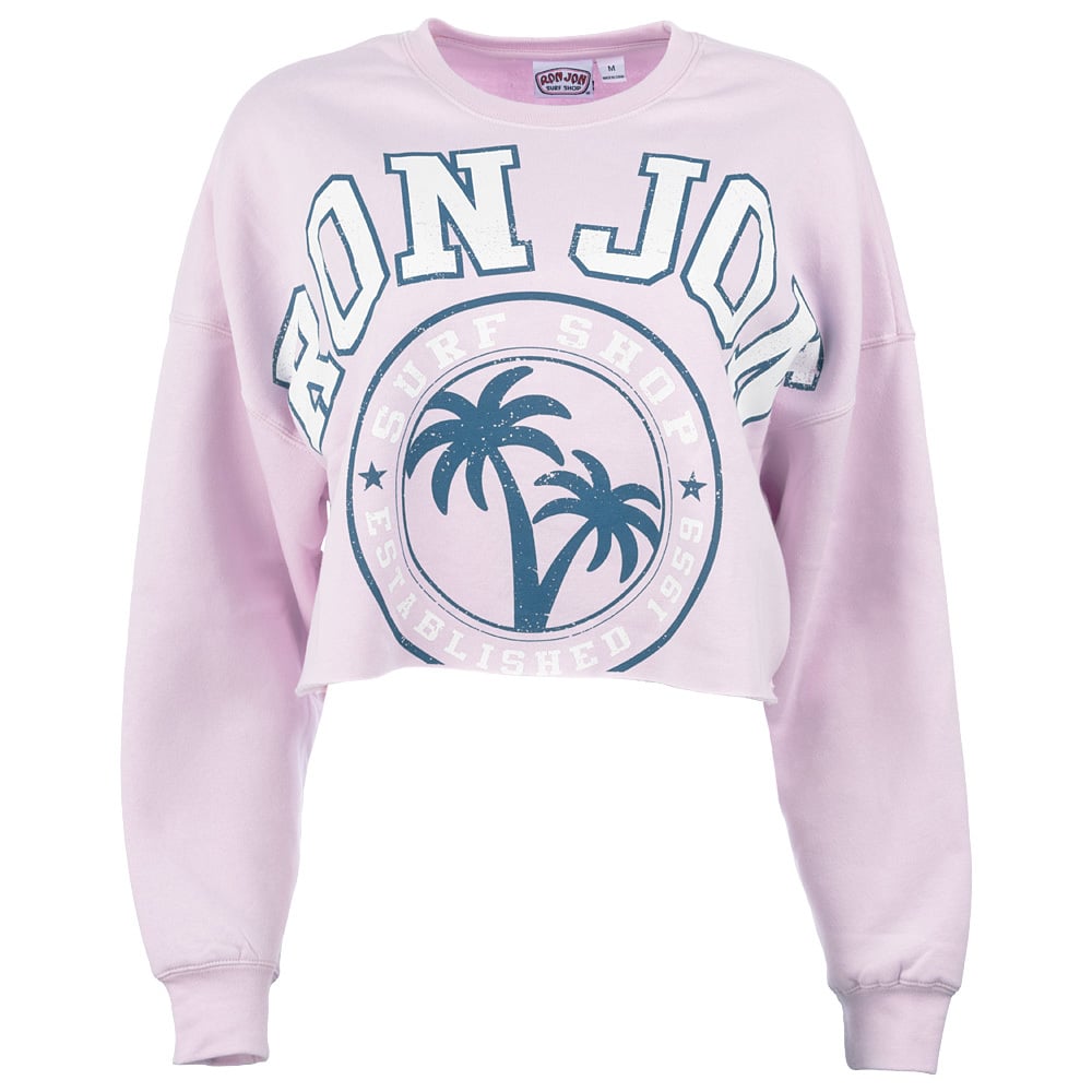 RON JON トレーナー Ron Jon Women's Distressed Large Logo Cropped Crew Neck | Ron Jon