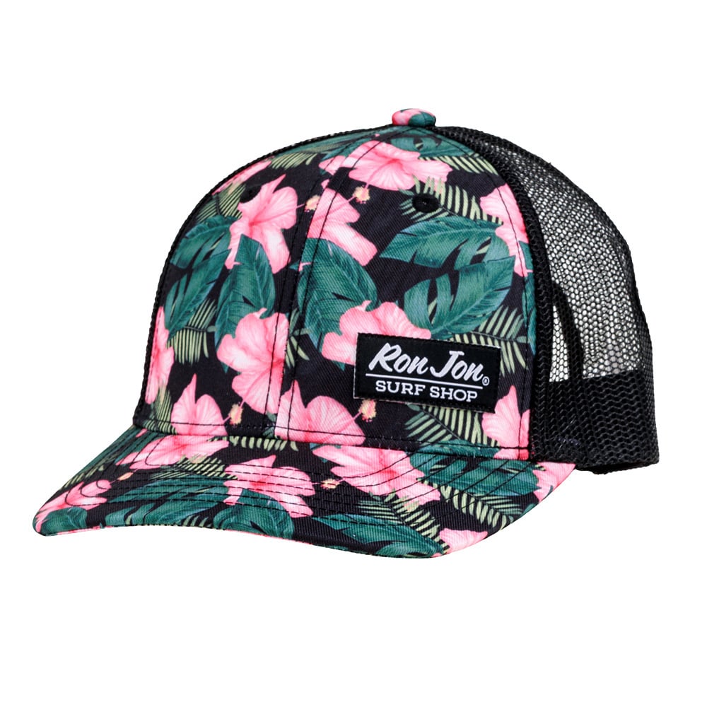 RON JON SURF SHOP メッシュキャップ ブラック ロンジョン 帽子 Ron Jon Women's Hibiscus Black/Pink Trucker Hat | Ron Jon Surf Shop
