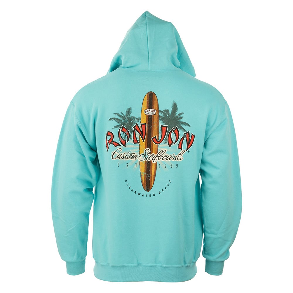 RON JON カラフルパーカープルオーバー Ron Jon Clearwater Beach FL Distressed New Longboard Hoodie | Ron