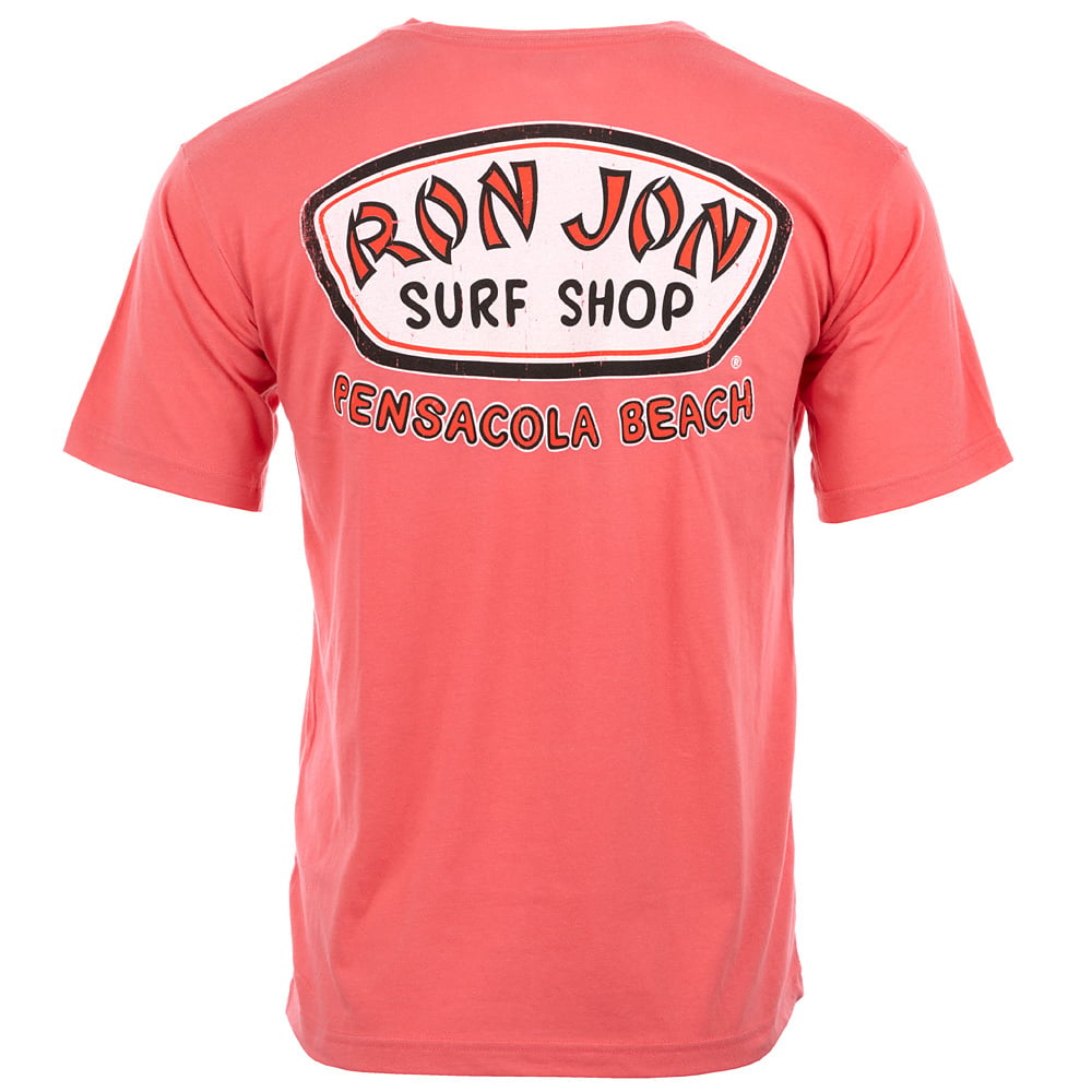 RON JON Tシャツ 赤 古着 ビンテージ オールドサーフ シングルステッチ Ron Jon Pensacola Beach FL Distressed Trusty Badge Unisex Tee