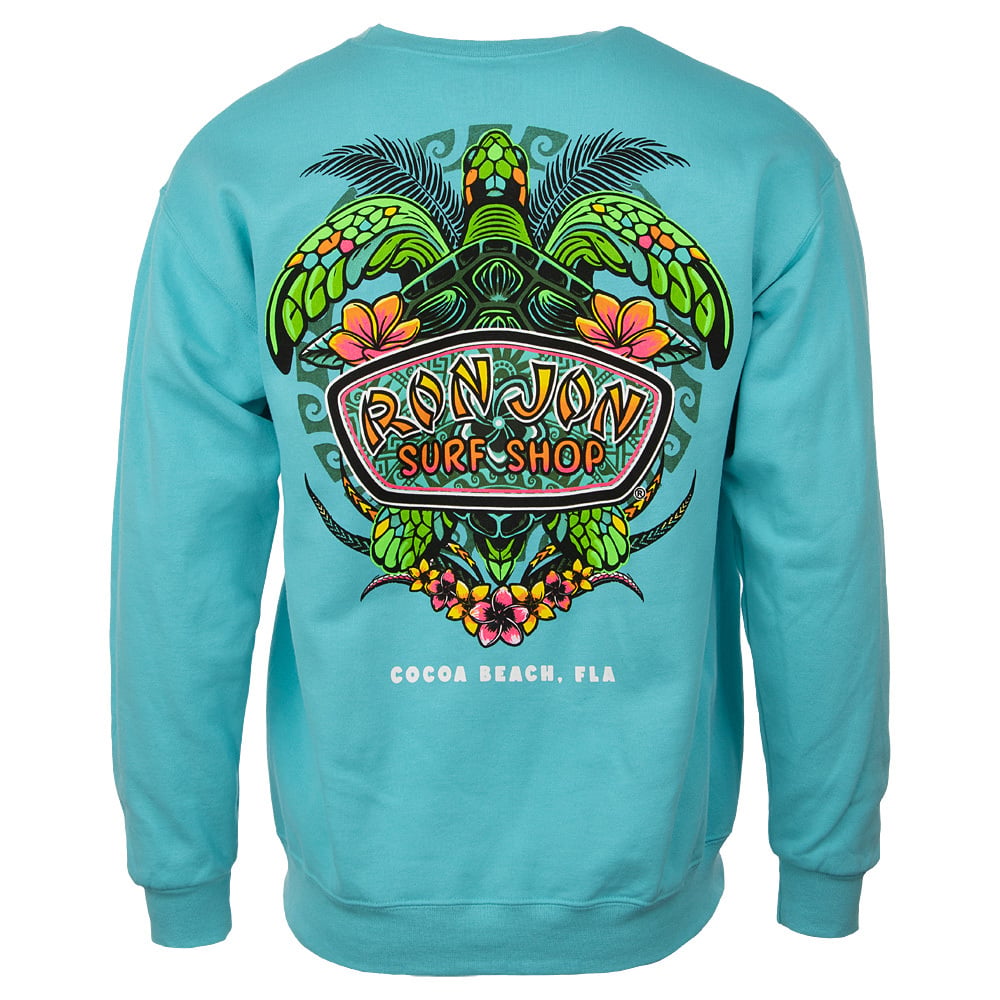 Ron Jon Cocoa Beach FL Neon Sea Turtle Crew Neck Pullover | Ron