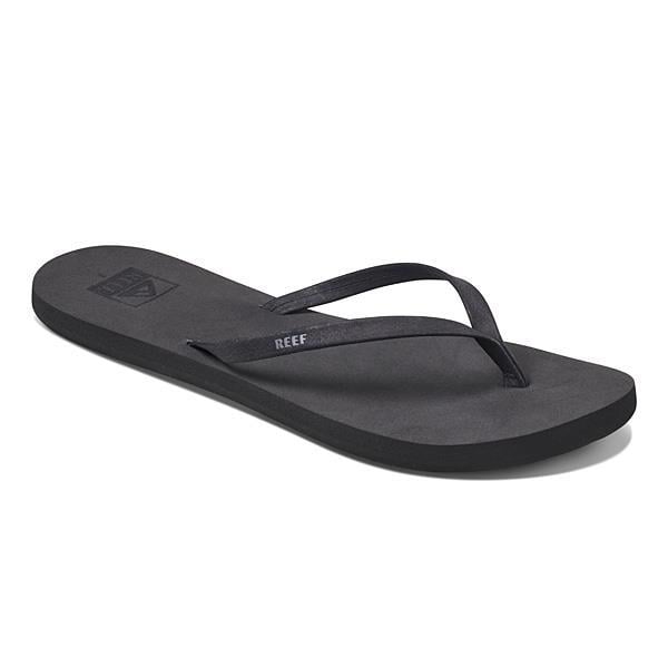 Reef black leather flip flops 2025