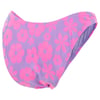 Pink and purple floral-patterned bikini bottom on a white background.
