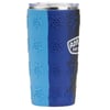 A blue and black tumbler with a textured turtle pattern, a clear lid, and the Ron Jon Surf Shop logo on the side.