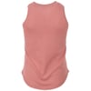 Back view of a pink sleeveless shirt, featuring a curved hem and a simple design.
