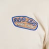 Beige fabric with Ron Jon Surf Shop Key West logo in blue and brown on a wooden surfboard design.
