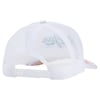 White mesh trucker cap viewed from the back, featuring an adjustable snapback strap.