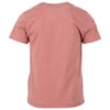 Back view of a plain pink T-shirt on a white background.