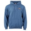 Blue hooded sweatshirt with Ron Jon Surf Shop logo on the front, showing a front view.