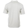 Back view of a plain light gray polo shirt with short sleeves and a collar, displayed against a white background.