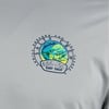 Logo on a fabric featuring a colorful fish with text: Salty Crew, Thrill Seekers and Risk Takers, Ron Jon Surf Shop.