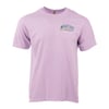 Lavender T-shirt with a small logo on the left chest, featuring a colorful design and the text Cocoa Beach.