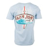 Light blue T-shirt featuring a Ron Jon Surf Shop logo with a surfboard and wave design on the back.