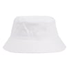 A plain white bucket hat with a wide brim.