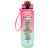 Gradient pink to green water bottle with Ron Jon Surf Shop logo and list of store locations. Pink strap attached to cap.