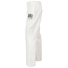 White pants with an elastic waistband and a small Key West palm tree logo on the upper left thigh.