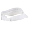 White sports visor with a curved brim and adjustable back strap, viewed from behind.