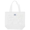 White tote bag with a small label displaying a logo and the text 1 brilliant gift. The bag has two handles and is empty.