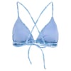 Light blue bikini top with triangular cups and thin, crisscrossing straps.