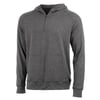 A plain, long-sleeve, heather gray hooded sweatshirt with a front quarter-zip and a kangaroo pocket, displayed against a white background.