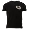 A black short-sleeve t-shirt with a small Ron Jon Surf Shop – Cocoa Beach, FL logo on the upper left chest.