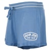 Blue athletic shorts with a drawstring and white stripes on the waistband. Ron Jon Surf Shop logo is printed on the front.
