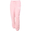 Light pink sweatpants with elasticized cuffs, drawstring waist, and a small white logo on the left thigh.