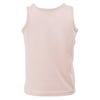 Back view of a plain, light pink sleeveless shirt on a white background.