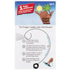 Instruction card for attaching a finger leash to a skimboard, featuring a diagram and bullet points explaining the process. Suitable for ages 3 and up.