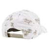 White baseball cap with a palm tree pattern in beige, adjustable strap, view from the back.