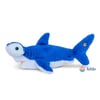 Blue and white plush shark toy with embroidered details, an open mouth, and the Fahlo logo in the bottom right corner.