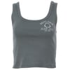 Gray cropped tank top with Salty Crew and Ron Jon Surf Shop logos on the front.