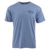 Blue T-shirt with Ron Jon Surf Shop logo on the left chest.