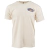 Cream t-shirt featuring a Ron Jon Surf Shop logo in blue and red on the upper left chest.