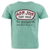 Green t-shirt with Ron Jon Surf Shop logo and text: The Original, Long Beach Island, NJ on the back.