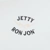 Circular logo with Jetty on top and Ron Jon on the bottom, separated by two crossed lightning bolts.