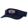 A dark blue visor with Ron Jon Surf Shop embroidered on the front in red, white, and blue.