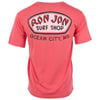 A watermelon T-shirt with a large “Ron Jon Surf Shop Ocean City, MD” logo printed on the back in white, red, and black.